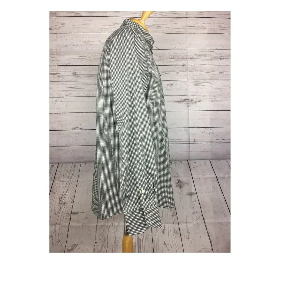 Men's Shirt Thomas Dean Green Heather Plaid Long Sleeve Size: M - Picture 3 of 7